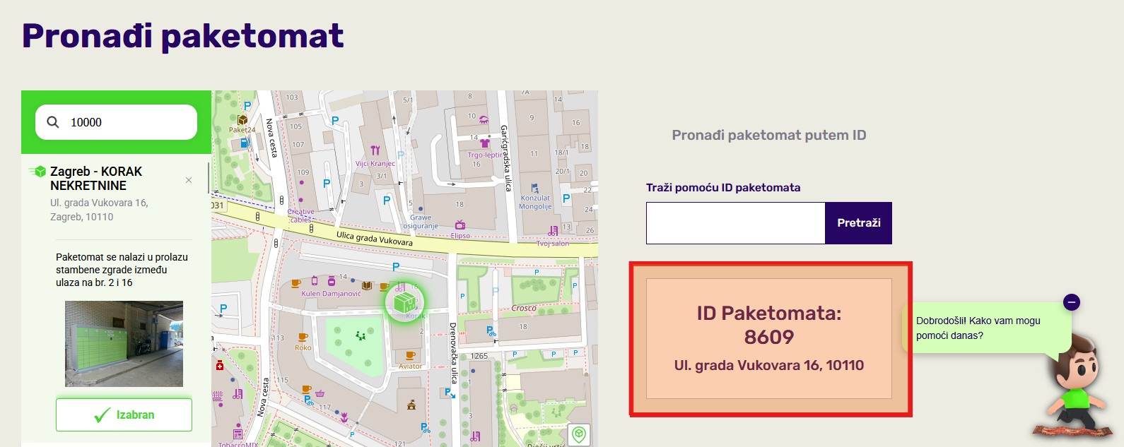 Kako pronaći paketomat u tražilici paketomata na Box Now stranici