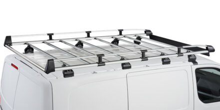 Aluminijska krovna platforma s valjkom, rolerom, za lakše podizanje tereta i odbojnikom vjetra.